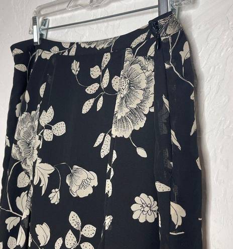 Dress Barn  Black White Floral Panel Skirt Size 12 Midi