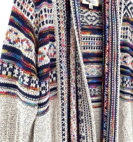 Harper Haptics Holly  Boho Multicolored Fringe Knit Long Cardigan Sweater