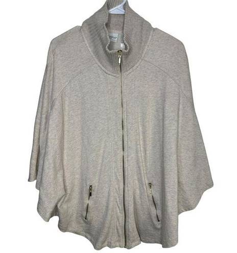 Chico's  Zenergy Beige Cotton Full Zip Poncho Sweater Size 0 (Small) oversized