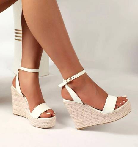 Wedge Platform Sandals White Size 8