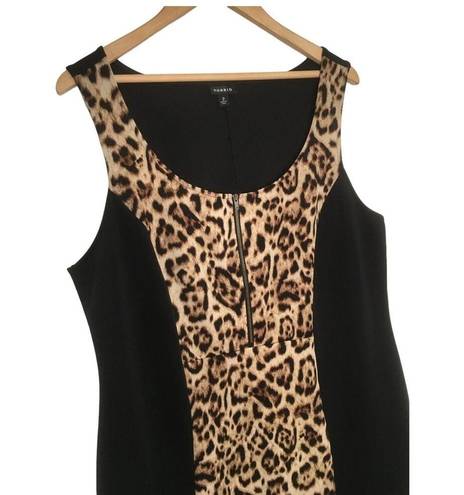 Torrid  Dress Womens 2 Leopard Color Block Round Neck Sleeveless Mob Wife Black