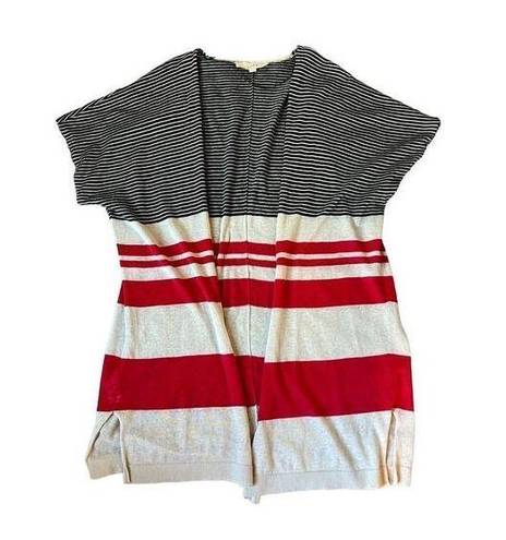 Loft  long open striped cardigan