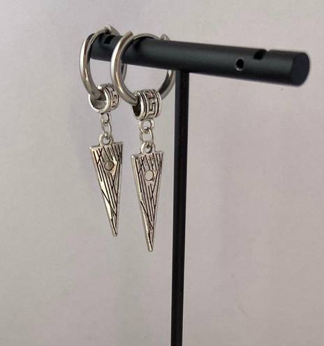 925 Silver Plated Geometric Triangle Dangle Drop Earrings for Men Women