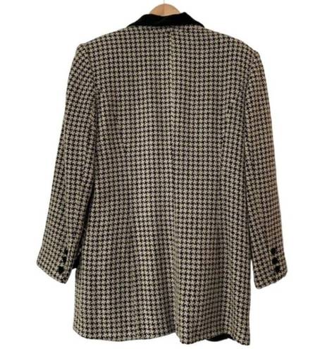 Houndstooth Vintage 90’s Oversized  Blazer With Velvet Collar