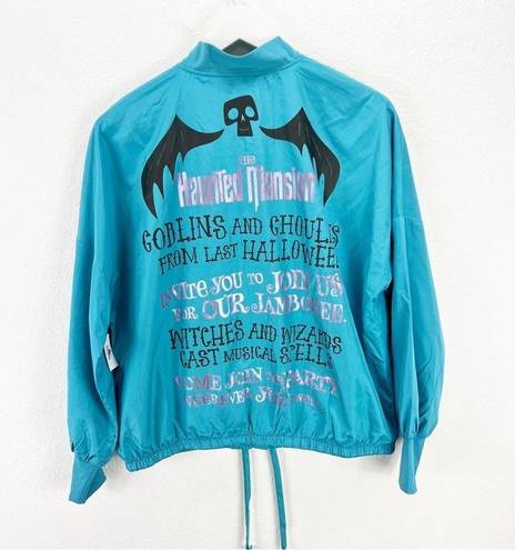 Disney  Parks Haunted Mansion Teal Zip Windbreaker Jacket Size Medium M NWT