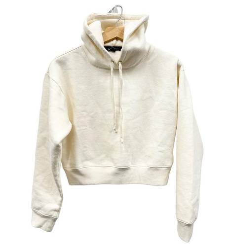 J.Crew  Heritage fleece cropped hoodie in Ivory BW072 size M NWT