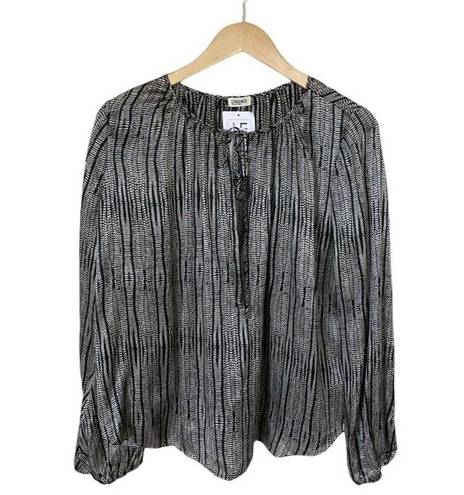 L'Agence  Silk Blouse Constance Peasant Antique Cobra Black Relaxed Top 4 NWT