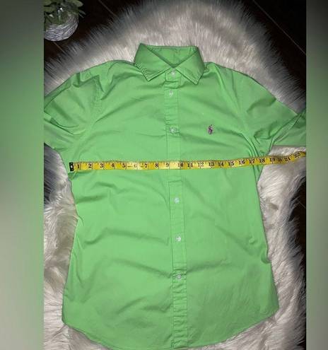 Polo  Ralph Lauren lime green fitted collared button down sz 8