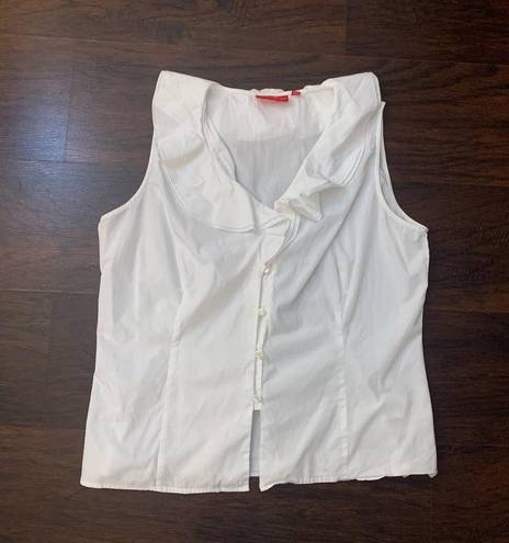 Oscar de la Renta Oscar by  white button down sleeveless blouse size 16