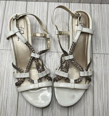 Life Stride 642- Womens Gaze.White Open Toe Strappy Slingback 1.5" Wedge Sand