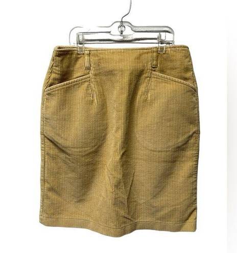 Eddie Bauer Vintage  corduroy pencil skirt pockets cotton size 10 pale yellow tan