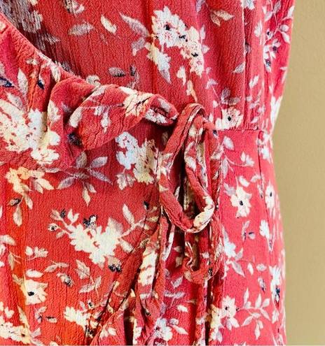 American Eagle  Red Floral Wrap Dress Medium