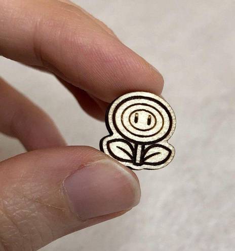 Nintendo Super Mario Fire Flower Wood Stud Earrings