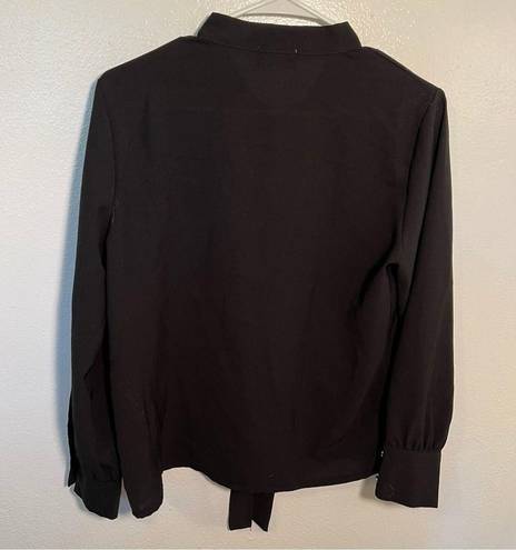 Molly Bracken Lili Sidonio  Button Down Tie Neck Blouse Black