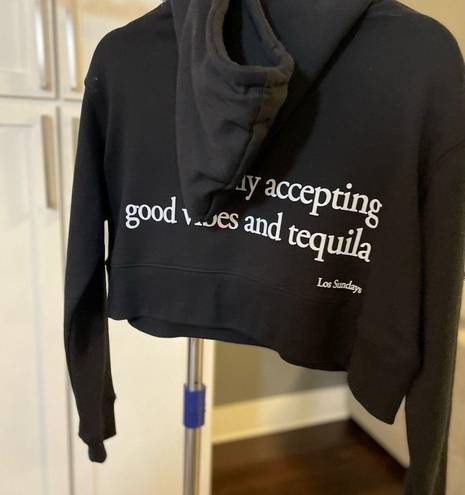 Only  accepting good vibes and tequila los Sunday’s crop top hoodie