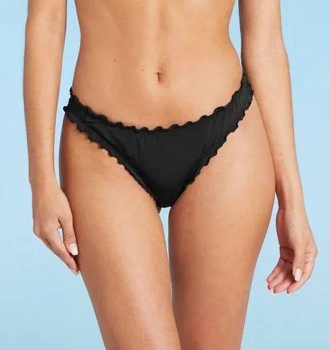 Shade & Shore  Black Ruched Cheeky Bikini Bottoms 