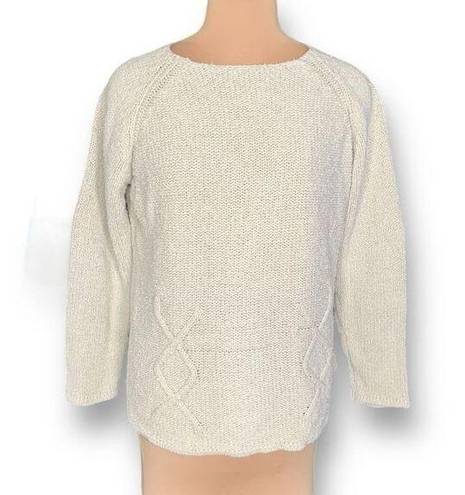 Coldwater Creek Vintage  Sweater Cream Dolman Sleeve Crewneck Knit Pullover