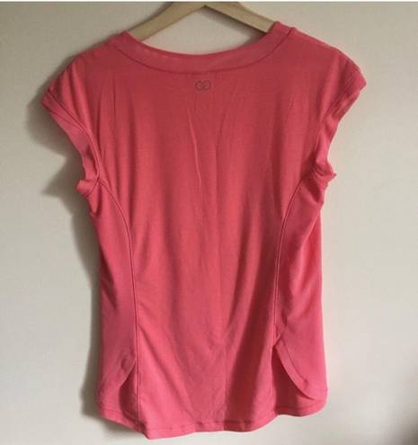 Calia by Carrie CALIA Coral Pink Mesh Panel Atheltic Workout Short Sleeve Top