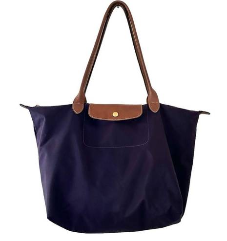 Longchamp  Le Pliage Nylon Tote Large Bag - Plum Purple