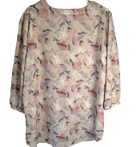 Harper  & Joy Stylogic Subscription Box Blouse Cream Pink Floral Size 1X NWT