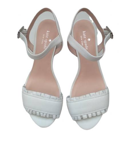 Kate Spade White Tomas Wedge Sandals Size: 8.5