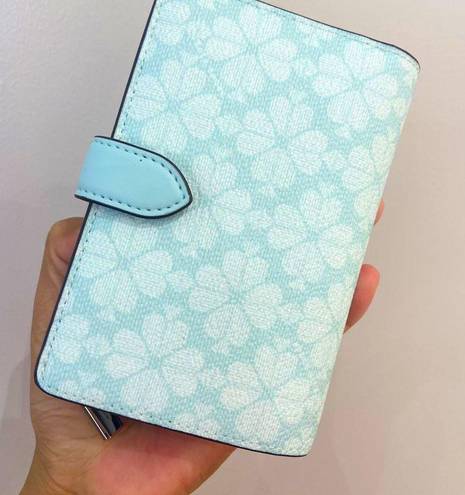 Coach Kate Spade Blue Glow Multi Signature Spade Flower Medium Compact Bifold Wallet