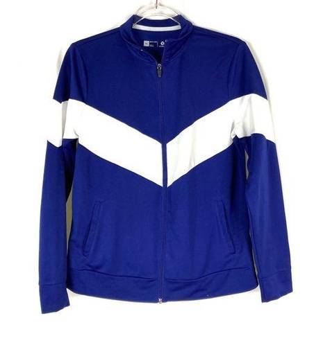 Xersion  | Blue White Stripe Sporty Athletic Jacket Full Zip