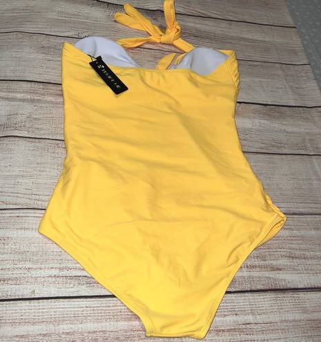 Tempt Me Women One Piece Yellow Swimsuit. Size L