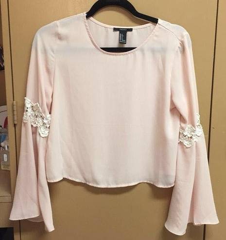 Forever 21 Long Sleeve Shear Pink Top