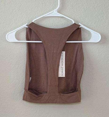 Naked Wardrobe NWT  Brown Sleeveless Cut Out Back Tank Top