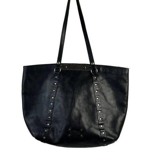 Patricia Nash  Benvenuto Black Leather Distressed Large Tote Bag Studded Purse