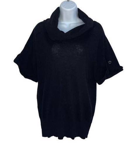 Club Monaco Women's Sweater Small Cowl Neck Merino Wool Black Short Sleeve