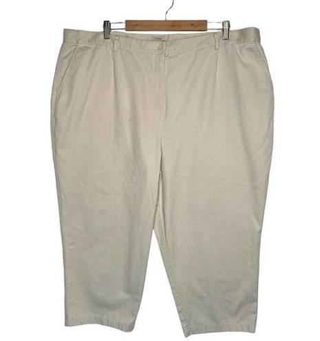 L.L.Bean  Pants Women 24W Original Fit Capri Cropped Cotton Khaki Beige