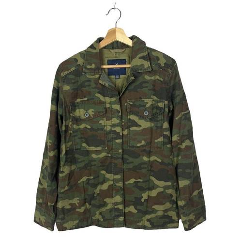 American Eagle  AEO Green Camo Nah Embroidered Utility Jacket S