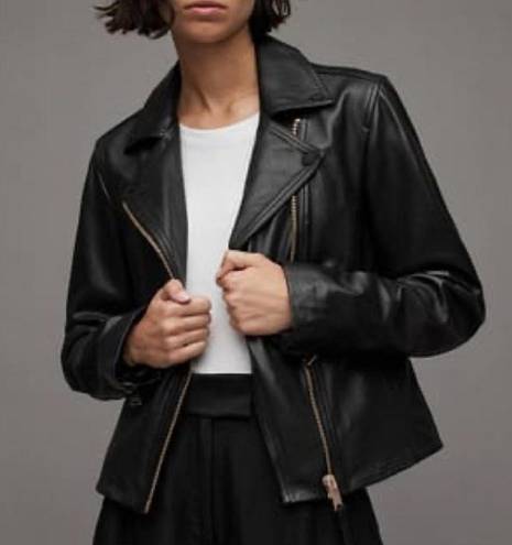 ALLSAINTS  Vela Asymmetric Zip Leather Biker Jacket - Black