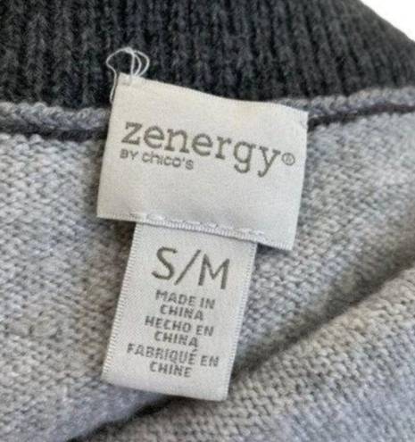 Chico's  Zenergy Stripe Poncho Sweater Cozy Grey Heather size Small/Medium