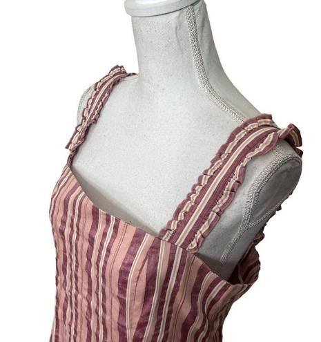 Alexis  Womens Brandy Mini Dress in Rose Stripe Wide Ruffle Shoulder XL New NWT