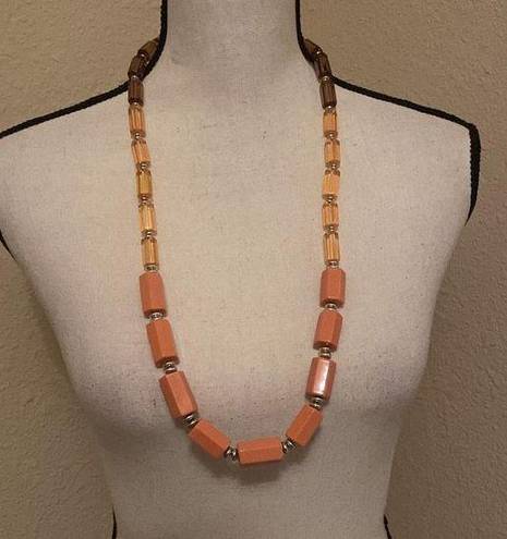 Coldwater Creek Signed  Long Statement Orange Beaded Costume Necklace