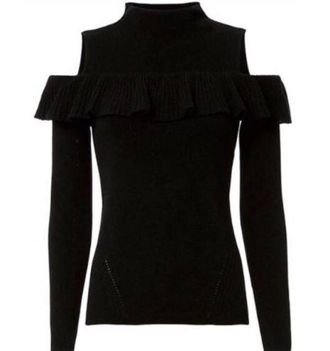 Intermix  Kendall Ruffle Cold Shoulder Sweater -Black - Large