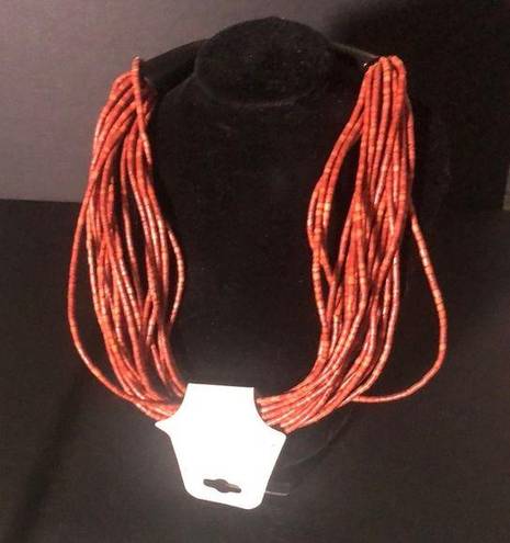 Coldwater Creek Cold water creek red/orange beaded multi strand necklace