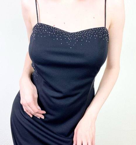 Jessica Howard Vintage y2k  Evenings Black Beaded Backless Formal Dress Gown