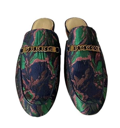 Marc Jacobs Marc Fisher Womens Mule Shoes Slip On Jacquard Pink Green Chain Size 7.5