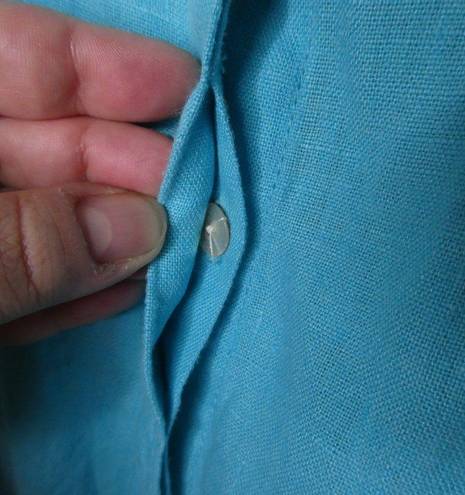 Chico's  Linen Hidden Button Placket Shirt Blue 1