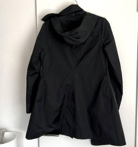 Saks Fifth Avenue Black Trench Coat with Removable Hood Size Medium