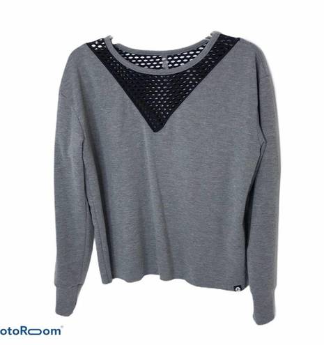 Gottex  fishnet neckline grey pullover sweatshirt