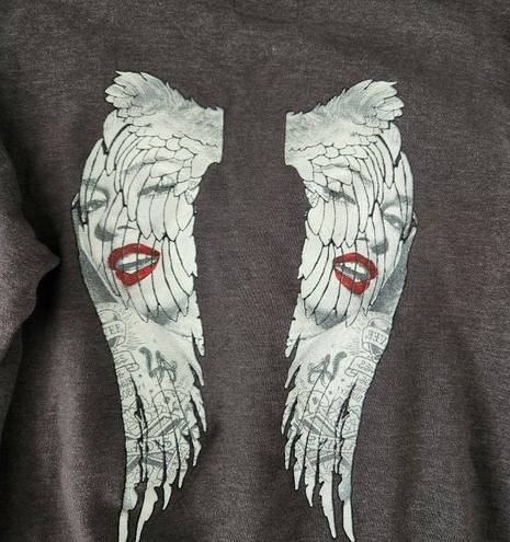 Marilyn Monroe Rag Wear USA American Flag  Angel Wing Crewneck Sweatshirt Medium