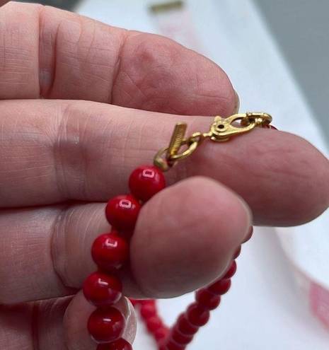 Monet Vintage  red beaded 26” necklace