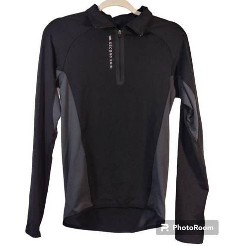 Second Skin  Black Gray Compression Running Athletic Pull Over Top Size M