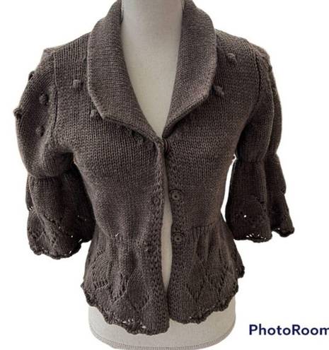 Krass&co HEKLA &  Made in Italy Womens Gray Wool Blend Cardigan wrap Sweater Si…