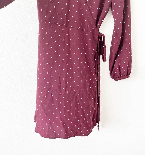 Loft Maroon Polka Dot Wrap Dress